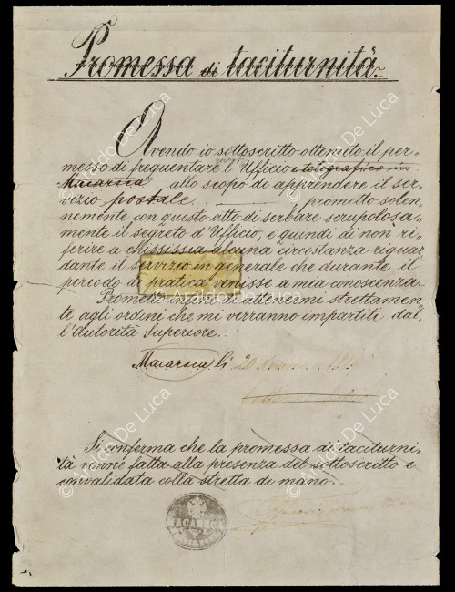 Manuscript of the 'Pledge of Taciturnity