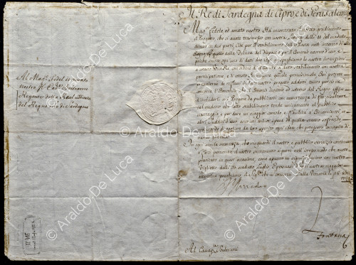 Letter to the King of Sardinia of Cyprus and Jerusalem