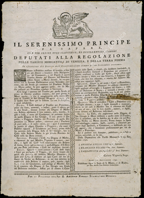Venedig Merchant Tariffs Dokument