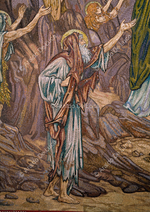 Ascetas en el Paraíso - detalle del mosaico absidal