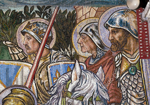Guerriers chrétiens - détail de la mosaïque de l'abside