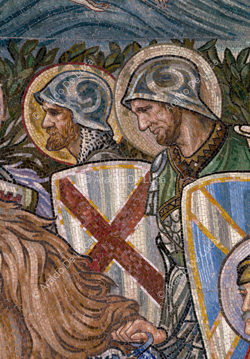 Guerreros cristianos - detalle del mosaico absidal