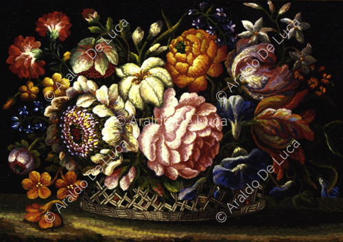 Mosaic with basket of flowers