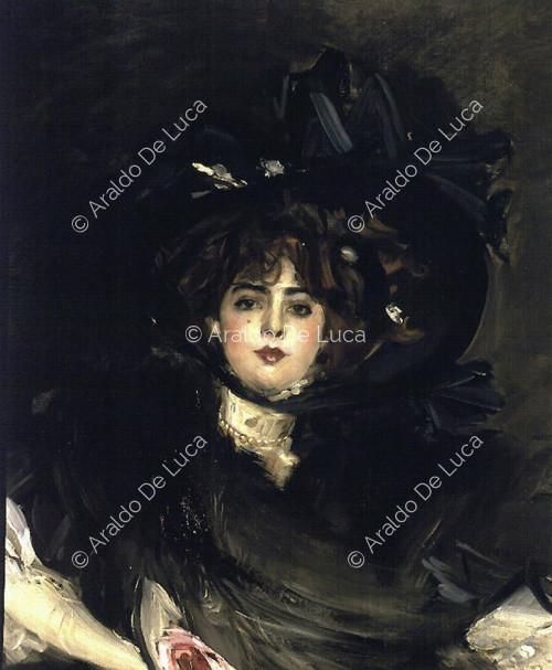 Porträt von Mademoiselle Lanthelme, Detail