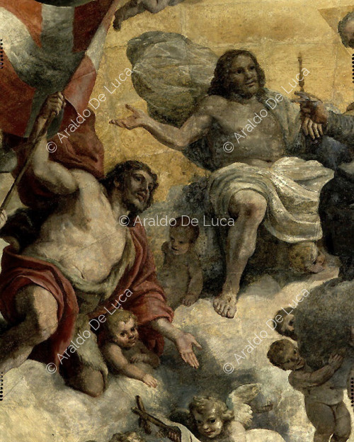 Die Heilige Dreifaltigkeit und der Heilige Johannes der Täufer. Ausschnitt