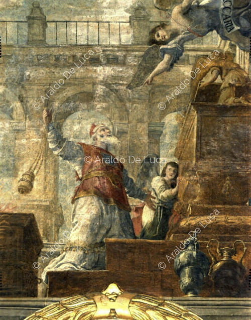 Szenen aus dem Leben des Heiligen Johannes des Täufers. Der heilige Zacharias im Tempel. Ausschnitt