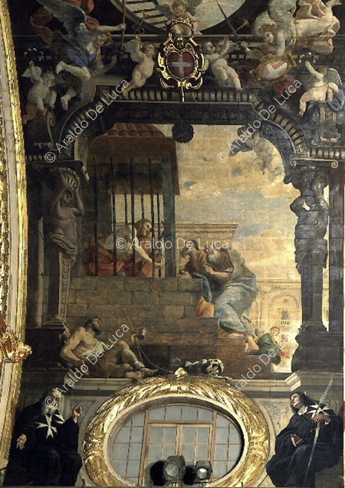 Szenen aus dem Leben des Heiligen Johannes des Täufers. Der heilige Johannes im Gefängnis