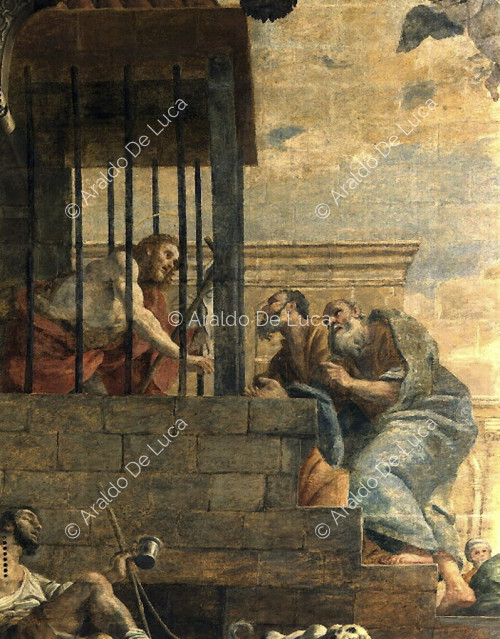 Szenen aus dem Leben von Johannes dem Täufer. Der heilige Johannes im Gefängnis. Ausschnitt