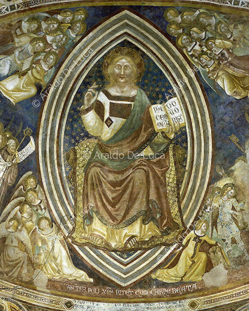 Christ in the almond with angels, detail