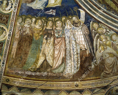 Christus im Mandelbaum mit Engeln - Madonna und Heilige. Ausschnitt