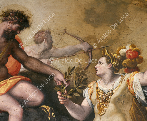 Jupiter triumphiert zwischen Terpsichore und Minerva
