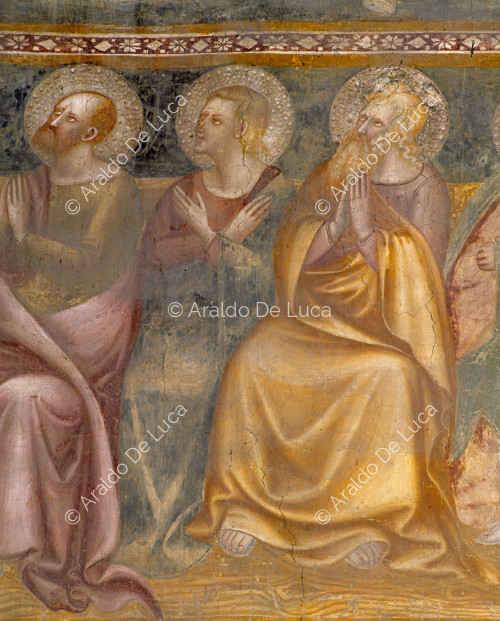 Jüngstes Gericht. Detail mit drei heiligen Aposteln
