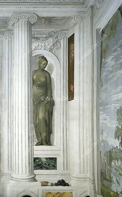 An allegorical figure with shoes and broom