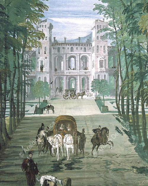 Landscape with carriages and horses