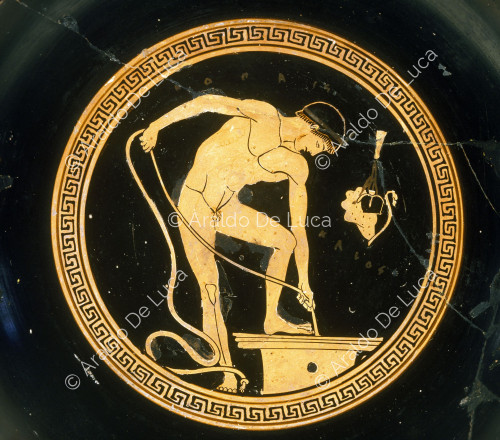Attic red-figure cup with athlete