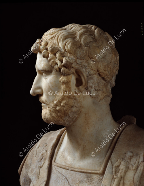 Bust of Hadrian. Facial detail