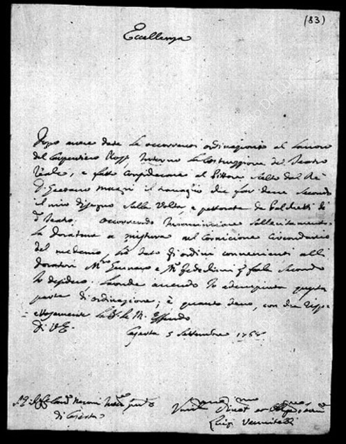 Lettera di Luigi Vanvitelli del 5 settembre 1765