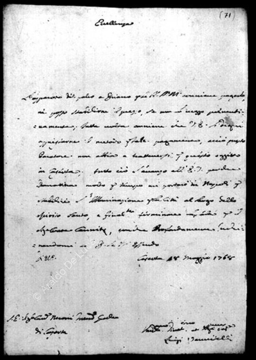 Manuscrit de Luigi Vanvitelli