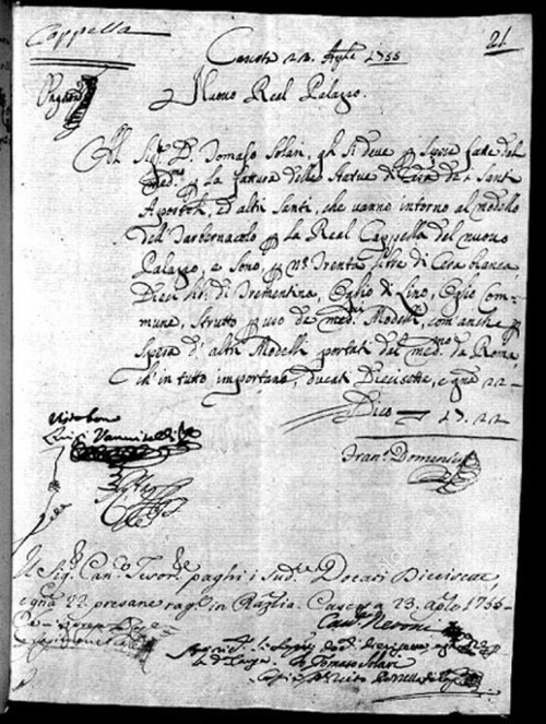 Text of 1755 concerning the new Royal Palace