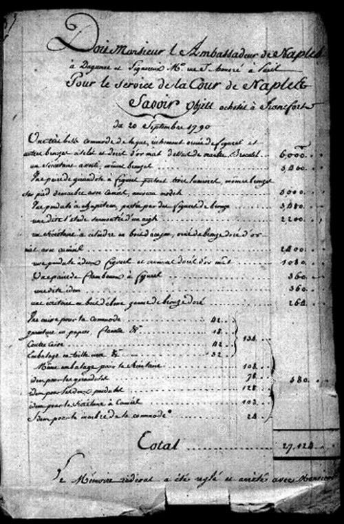Elenco delle spese del 20 settembre 1790