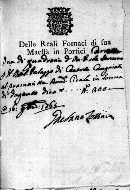 Receipt from the Portici furnaces of 1764