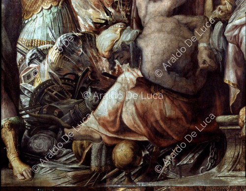 Hechos de Pablo III. Detalle de la figura del prisionero