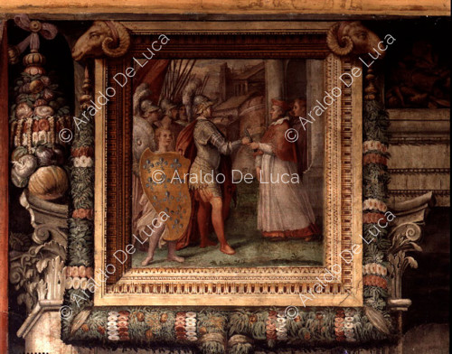 Albornoz übergibt die Schlüssel von Valentano an die Familie Farnese
