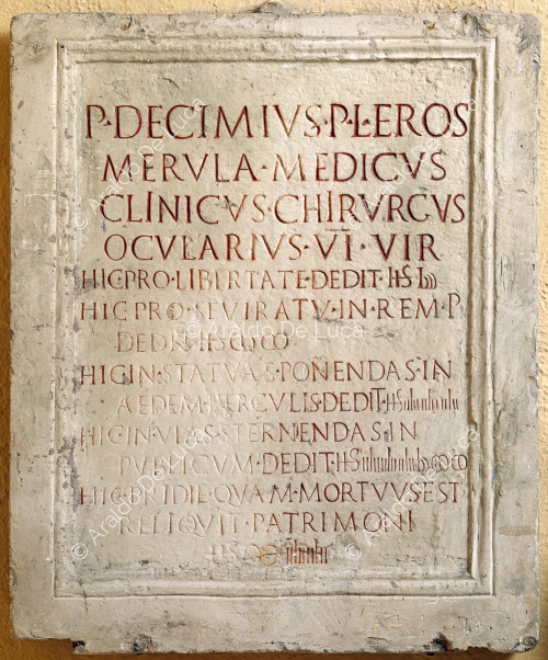 Inscription reminiscent of a surgeon and ophthalmologist