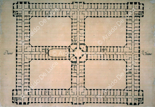 Plan des obersten Stockwerks des Königspalastes von Caserta