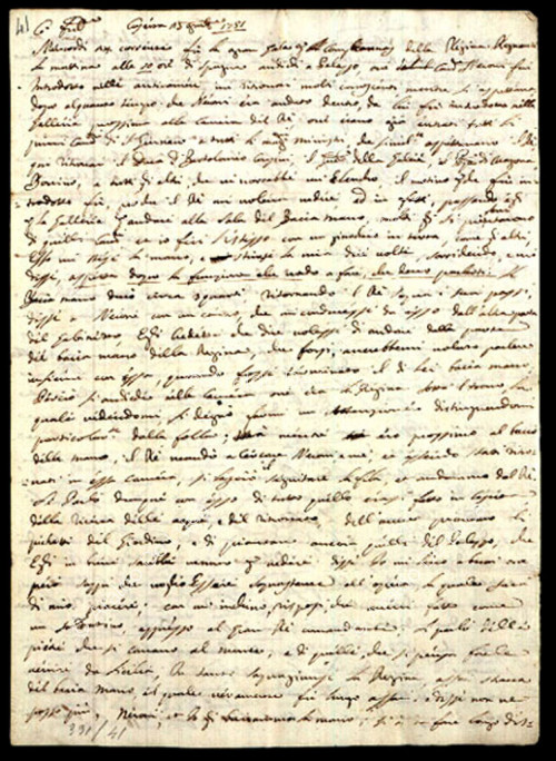 Lettre de 1751 de Luigi Vanvitelli