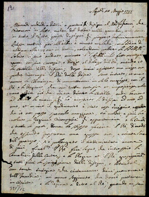 Schreiben vom Mai 1751 von L. Vanvitelli