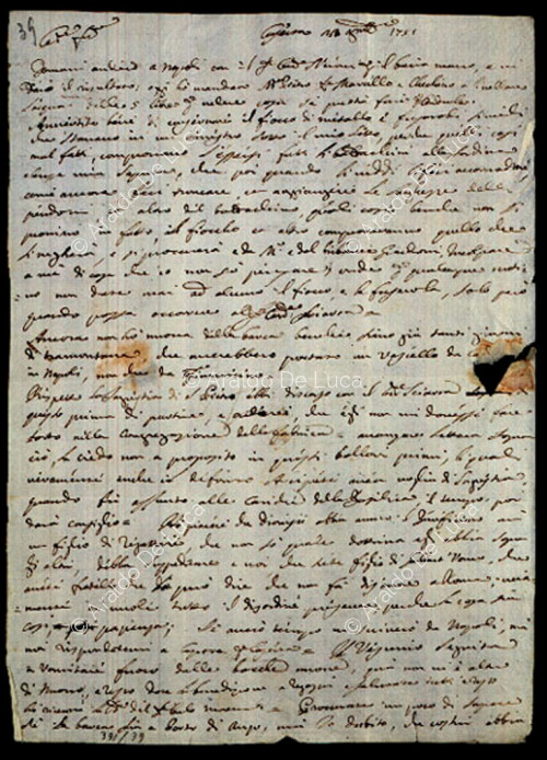 Brief von L. Vanvitelli aus dem Jahr 1751