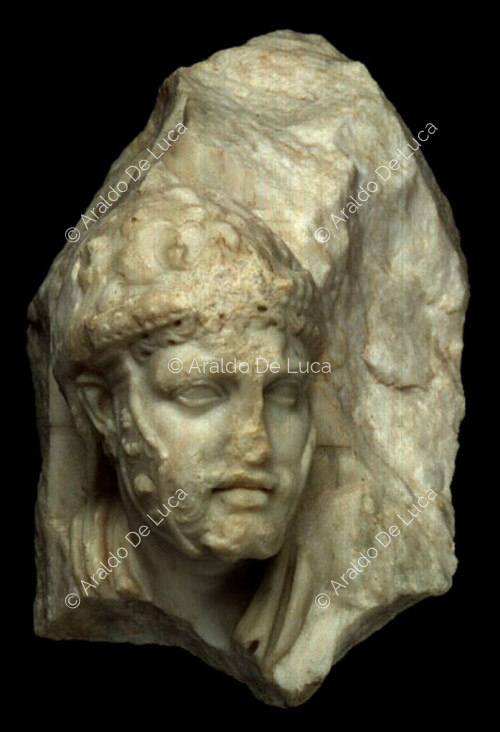 Fragment of relief with soldier's head