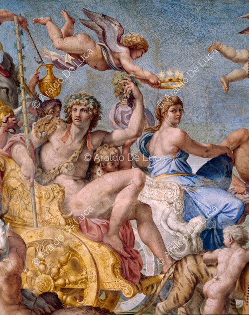 Vault fresco with the Triumph of Bacchus and Ariadne. Detail