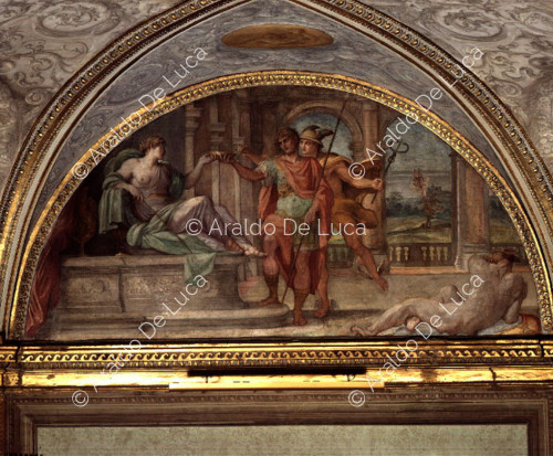 El Camerino de Hércules. Fresco mural. Luneta con Circe y Ulises