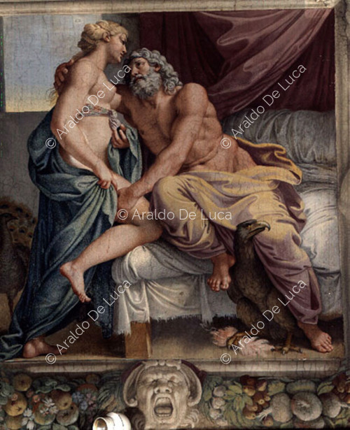 Galerie Farnèse.  Fresque de la voûte. Détail avec Jupiter et Junon