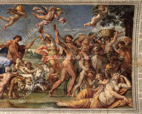 Galerie des Carrache. Fresque de la voûte avec le Triomphe de Bacchus et Ariane. Détail