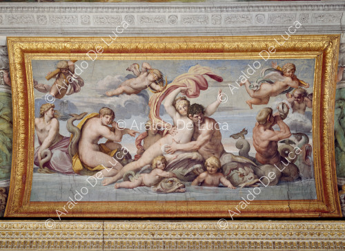 Galerie Carracci, Fries des Gewölbes. Fresko mit Glaucus und Scylla