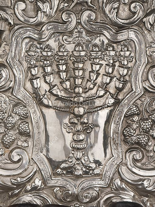 Channukkiah gift of Angelo Menasci (detail)