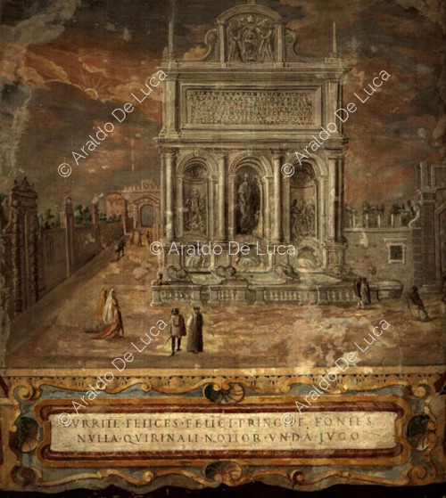 Veduta della fontana del Mosè di Sisto V a Roma