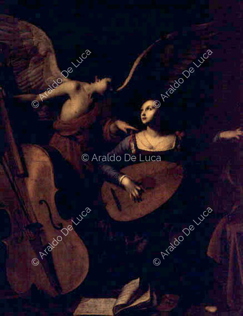 Saint Cecilia plays along with the angel