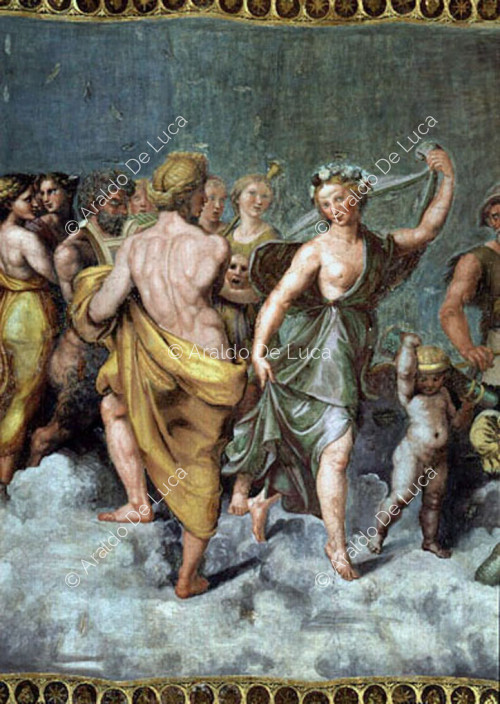 Dancing Venus with Apollo playing the zither and the muses, detail from 'The Wedding Feast