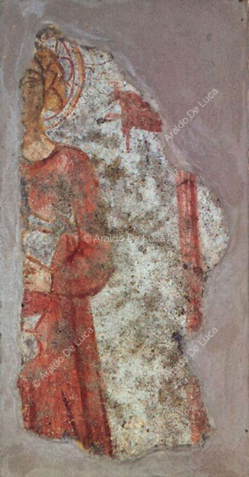 Fragmento de fresco representando santos