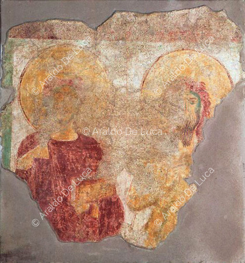 Fragment eines Freskos, das Heilige darstellt