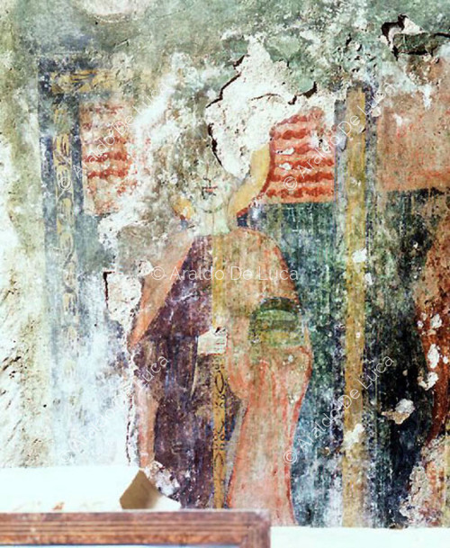 Fragmente eines Freskos in der Grotte der Heiligen