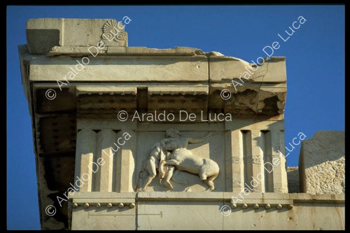 Metope of the frieze of the entablature of the Temple of Poseidon
