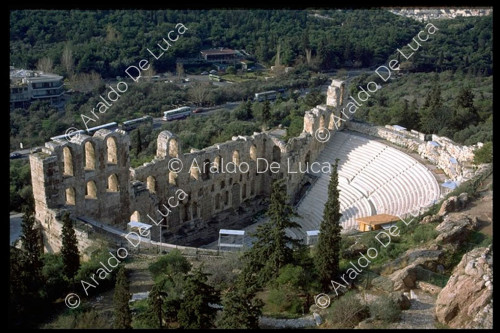 View of the cavea and the scene of the Odeum of Herodes Atticus