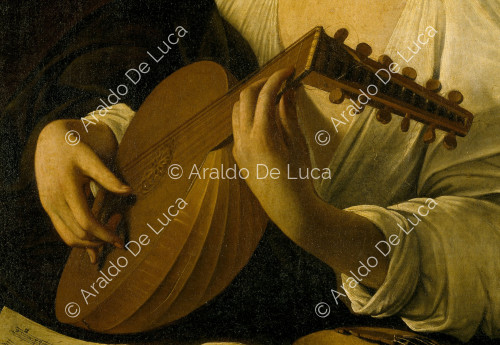 Lute player, detail