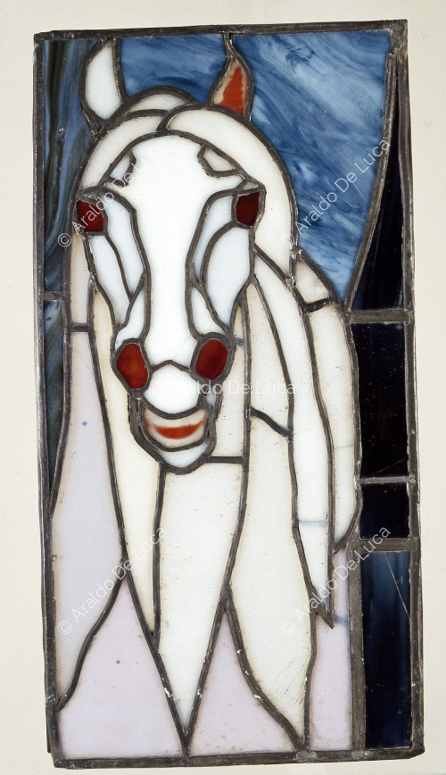 Stained-glass window with horse