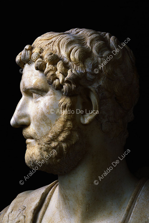 Büste des Hadrian. Gesichtsausschnitt